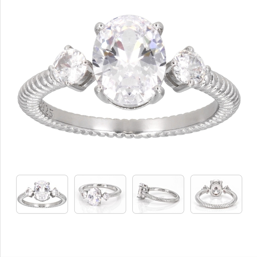 AUTHENTIC GENUINE SOLID STERLING SILVER BELLA LUCE ENGAGEMENT RING SIZE 7